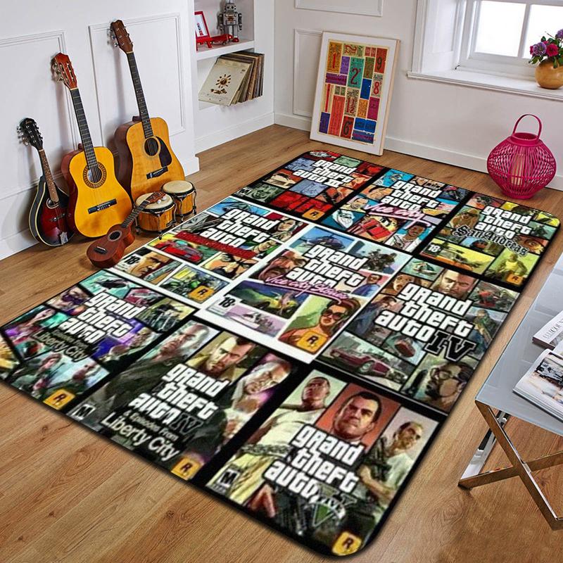 G-Grand Theft Auto Gedruckter Teppich Mode Yogamatte Schlafzimmer Dekoteppich Wohnzimmer Dekorative Bodenmatte Geburtstagsgeschenk