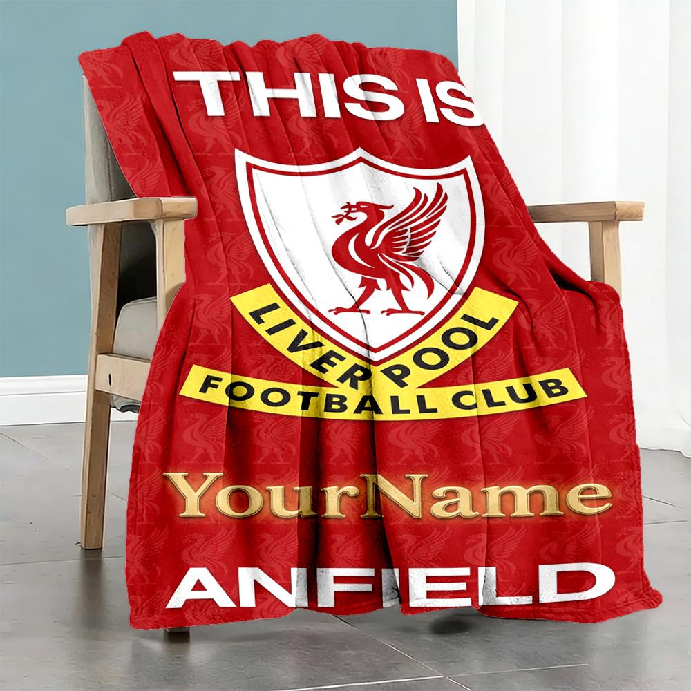 Liverpool Customize Your Name Blanket Throw Personalized Blanket Soft & Cozy for Seaside Bed Bedding Sofa All-Season Use Gifts For Family Or Friends