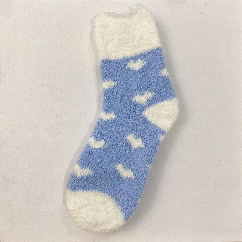 Heart Flanged Flat Women's Socks Rolled Edge Crew Cute Lovely Women's Sleeping Socks Fluffy Bed Sock for Women