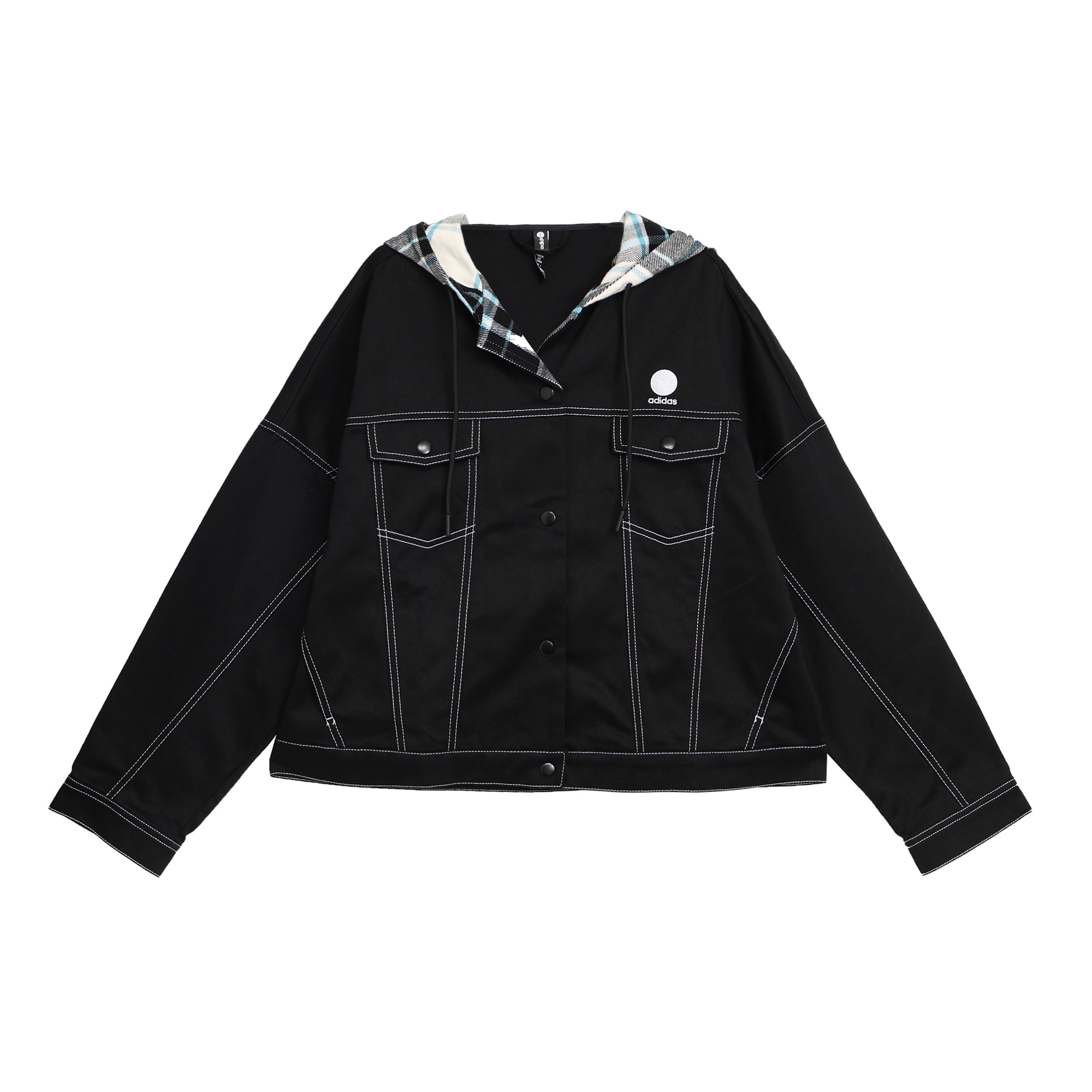 

Adidas Neo сплошной цвет свободная повседневная куртка с капюшоном и длинными рукавами женская куртка черная IA6898 L