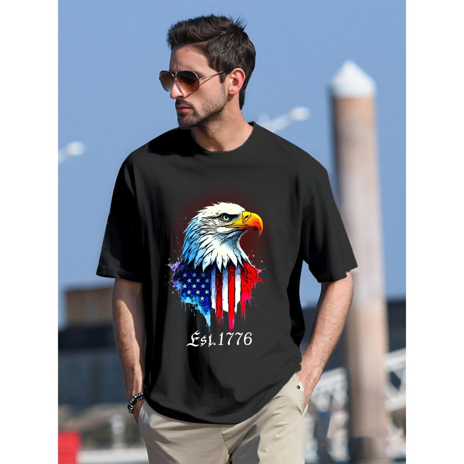 Patriotic Eagle Shirt Est 1776 – American Flag Freedom Tee S