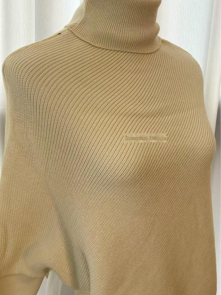 Women's Red High Collar Slim Knit Sweater - Autumn/Winter 2025 Korean Trend