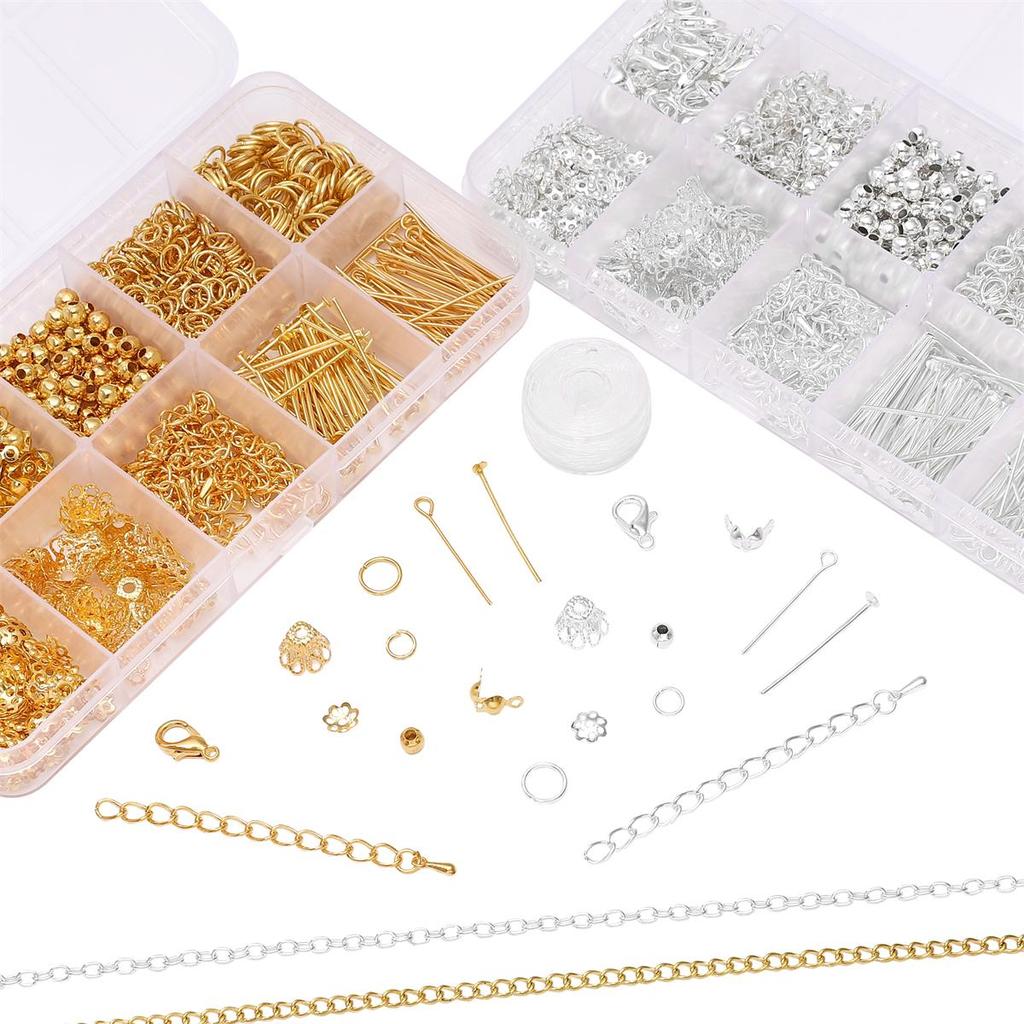 820Pcs Metal Jump Rings, Clasps Lobster Chain Spacer Beads Pin DIY Jewelry Accessories