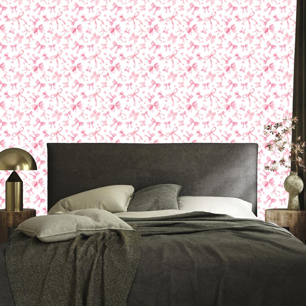 Coquette Style Wallpaper White and Powder Pink for Living Room and Bedroom 50x1000