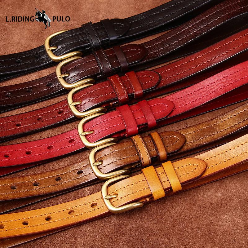 Retro Korean Style Fashion Trend All-match Copper Buckle Belt Women's Genuine Leather First Layer Cowhide Belt
