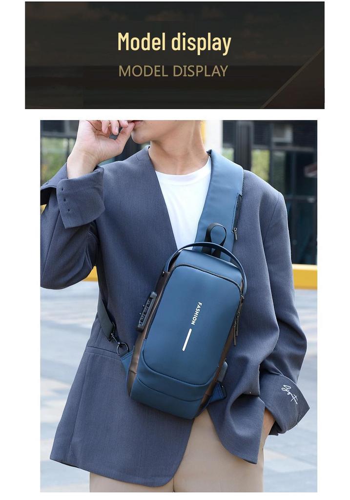 Men's Anti-Theft Crossbody Bag with Password Lock for Cycling, Running, and Travel
