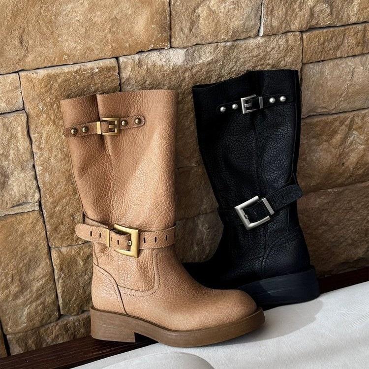 Ruodan Maillard Commuter Martin Boots Women's 2025 New Versatile American Handsome One-Pedal Muffin Platform Boots