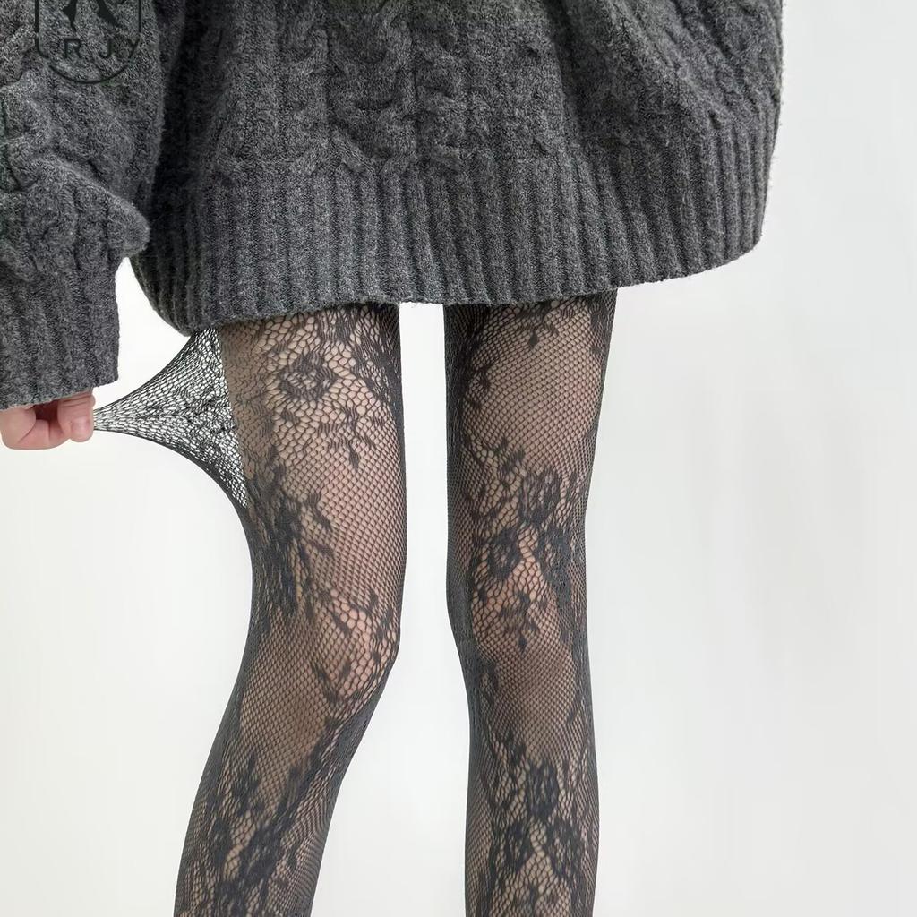 Spring and Summer Niche Thin Lolita Lace Blooming Flower Pantyhose Sweet Cool Babes Mesh Socks