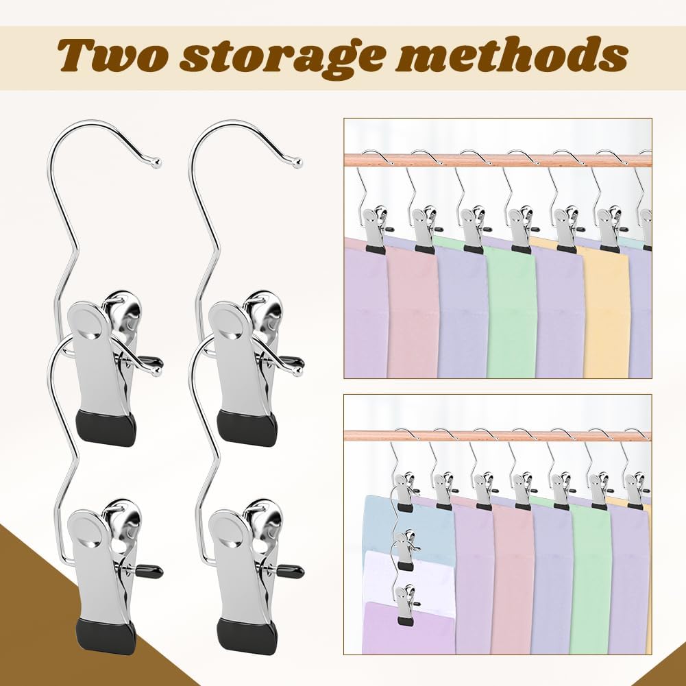 50 Pack Leggings Hangers for Closet, Portable Pants Hangers with Clip for Travel, Legging Organizer Storage for Closet Hanging Space Saving for Yoga