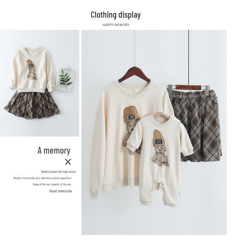 Autumn Family Portrait Bear Doll Pullover: Loose Baby & Parent Sweatshirt
