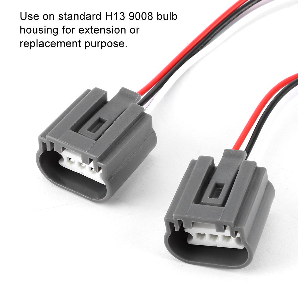 Lot de 2 connecteurs adaptateurs de faisceau de câbles femelles H13 9008 pour prise LED en céramique résistante à la chaleur