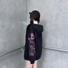 Retro Black Printed Zipper Hoodie: Women's Korean, European, & American Style Sweatshirt