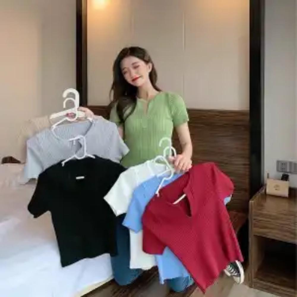 

Летняя футболка с коротким рукавом Летняя женская одежда Новая трендовая весенняя футболка с высокой талией Короткий дизайн Ниша One size серый