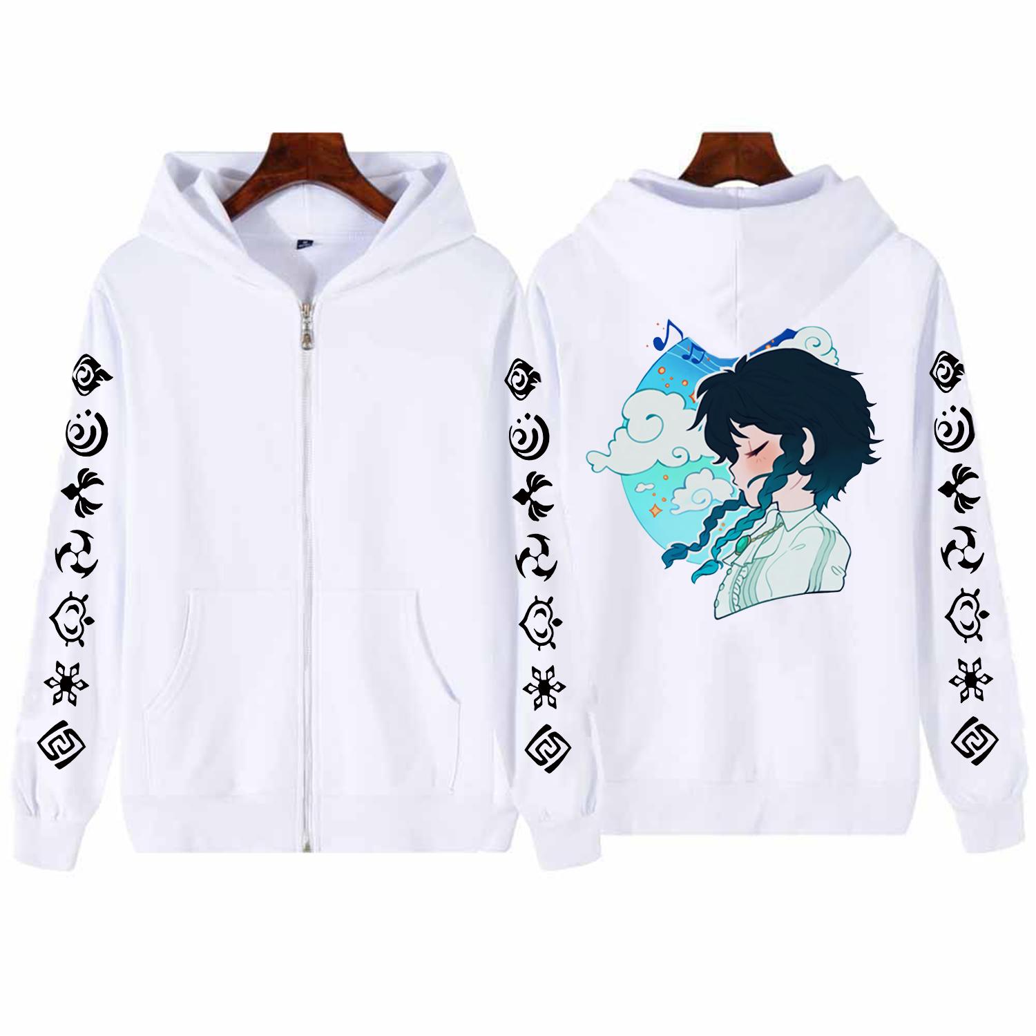 Game Genshin Impact Street Anime Barbatos Fun Hoodies Kawaii Женщины Девушка Графический Свободные Повседневные эластичные толстовки с длинными рукавами 4XL белый