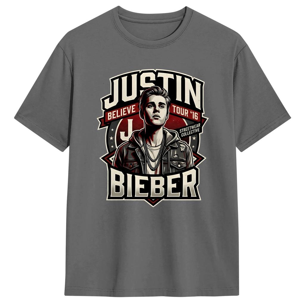 JJustins BBiebers Believe Tour T Shirt Summer Harajuku TShirts Cotton Crewneck Plus Size Top Tees ShortSleeve Vintage Tops