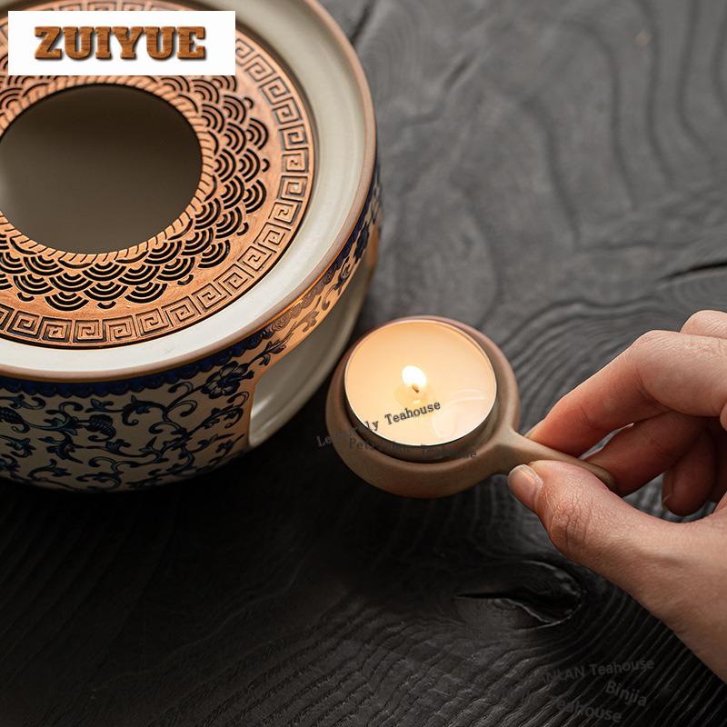 Ru Kiln Sea Wave Tea Warmer Holder Alcohol Burner Stove Kettle Stand Boiling Water Carbon Furnace Tea Services Ornaments Craft