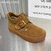 Suede Flats Women Snow Ankle Boots Platform Casual Shoes Designer Short Plush Cotton Botas 2024 Trend Winter Walking Botas Mujer