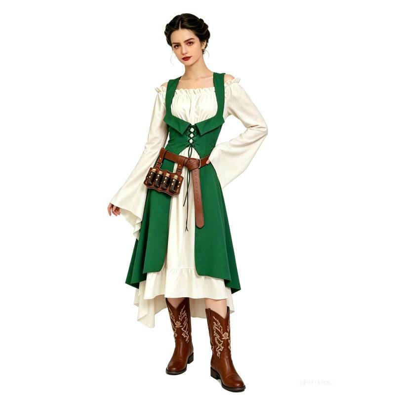 Gothic Fantasy Dress For Women With Polyester Fabric Medieval Renaissance Costume For Stage Performances