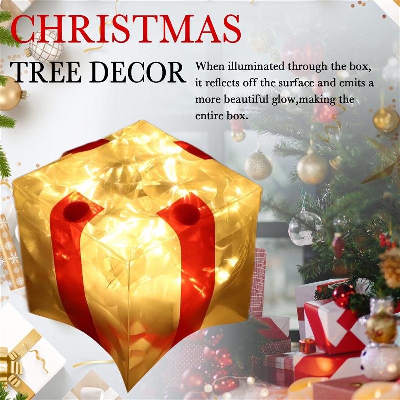 

ABWR-Christmas Glowing Gifts Box Decoration Ornament With Bow Lighting Box Outdoor Light Lighting Xmas 2025 Home Yard Decor