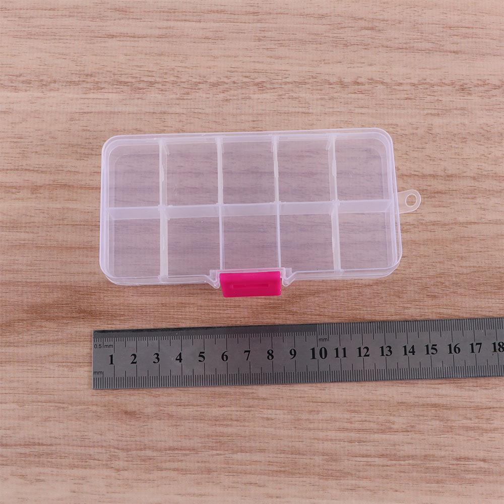 Detachable Square Plastic Transparent 10 Compartments Fishing Box Storage Box Fishing Tackle Box