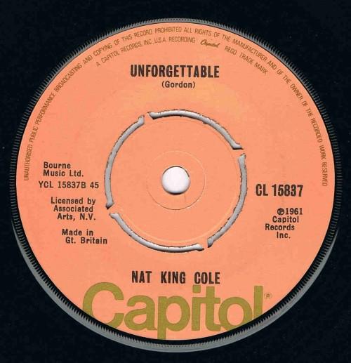 

7inch Record NAT KING COLE Smile CL15837 CAPITOL 1975 UK Pop Used