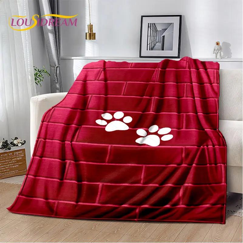 Pets Footprint Sole Series 3D Soft Plush Blanket, cobertor de flanela para sala de estar, quarto, cama, sofá, piquenique, capa para crianças