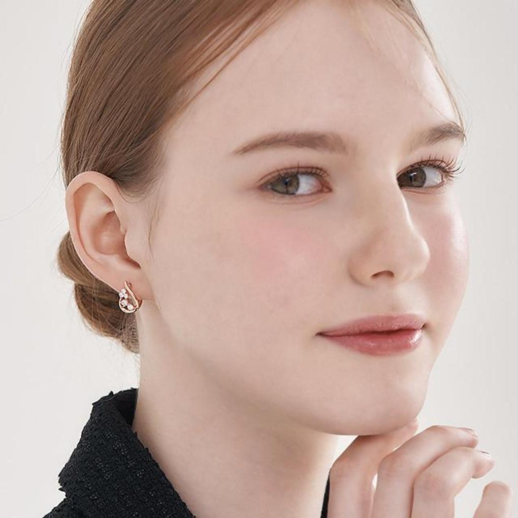 [ELLE Jewelry] 14K GF Water Drop One-Touch Cubic Earrings ELGPEE548