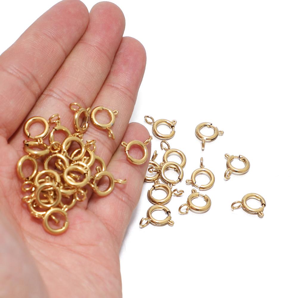 10pcs Gold Color Stainless Steel Round Claw Spring Ring Clasps Hooks for DIY Jewelry Making Necklace Connector Bracelet Supplies