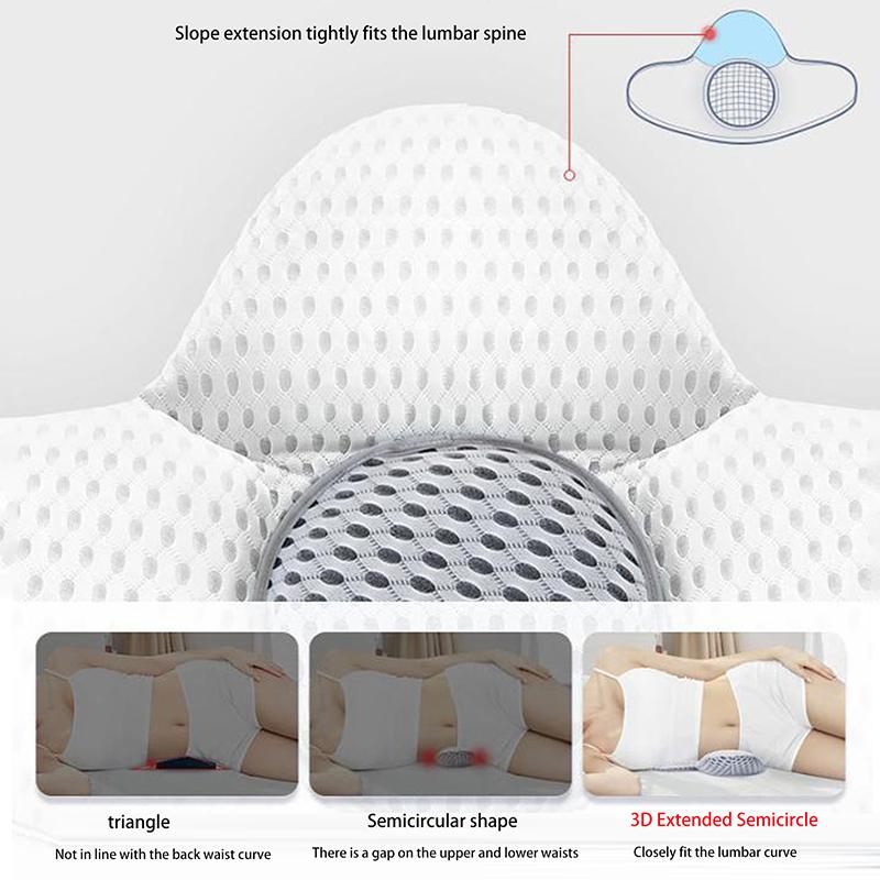 Lumbar Pillow Quick Rebound Improve Spinal Posture Sleeping 3D Extended Buckwheat Hull Lumbar Functional Pillow Bedroom Supply