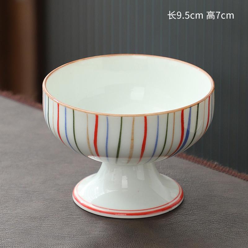 Japanese high foot tea plate Exquisite sacrificial fruit platter Snack Plate Ceramic dessert cup Candy fruit snack Dim sum plate