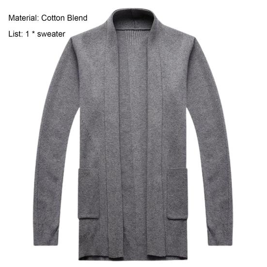 Men Sweater Coat Solid Color Soft Warm Breathable Stretchy Open Stitch Cardigan Long Sleeves Turn-down Collar Sweater Jacket Men Clothes
