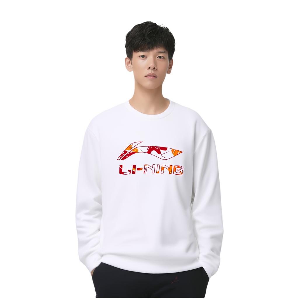 Li-Ning Casual Simple Round Neck Letter Versatile Printed Loose Comfortable Sweatshirt Unisex Sweatshirt AWDVG89-2