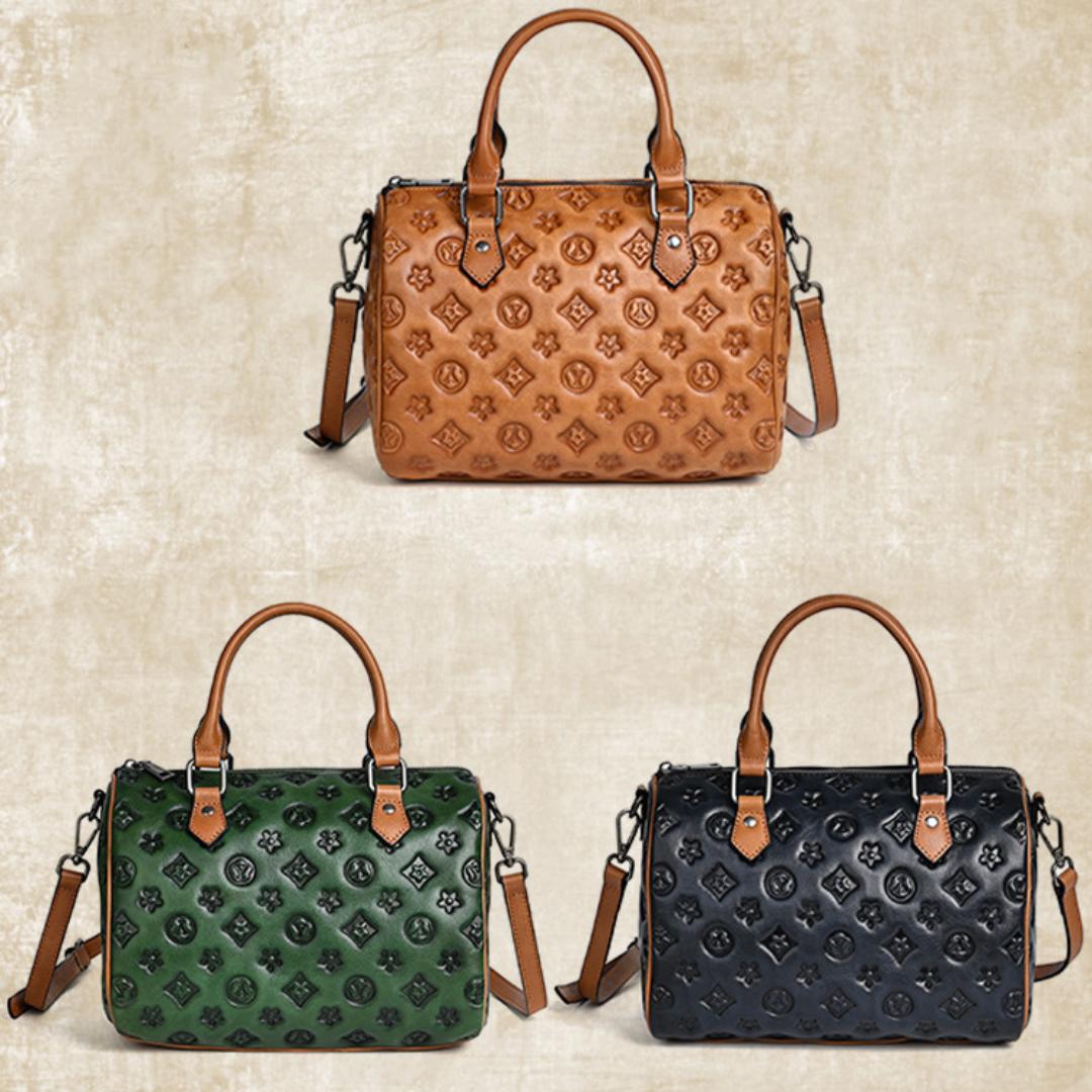 Большая вместительная сумка через плечо с тиснением Vintage Tote 26*15*18 зелёный — фото 9