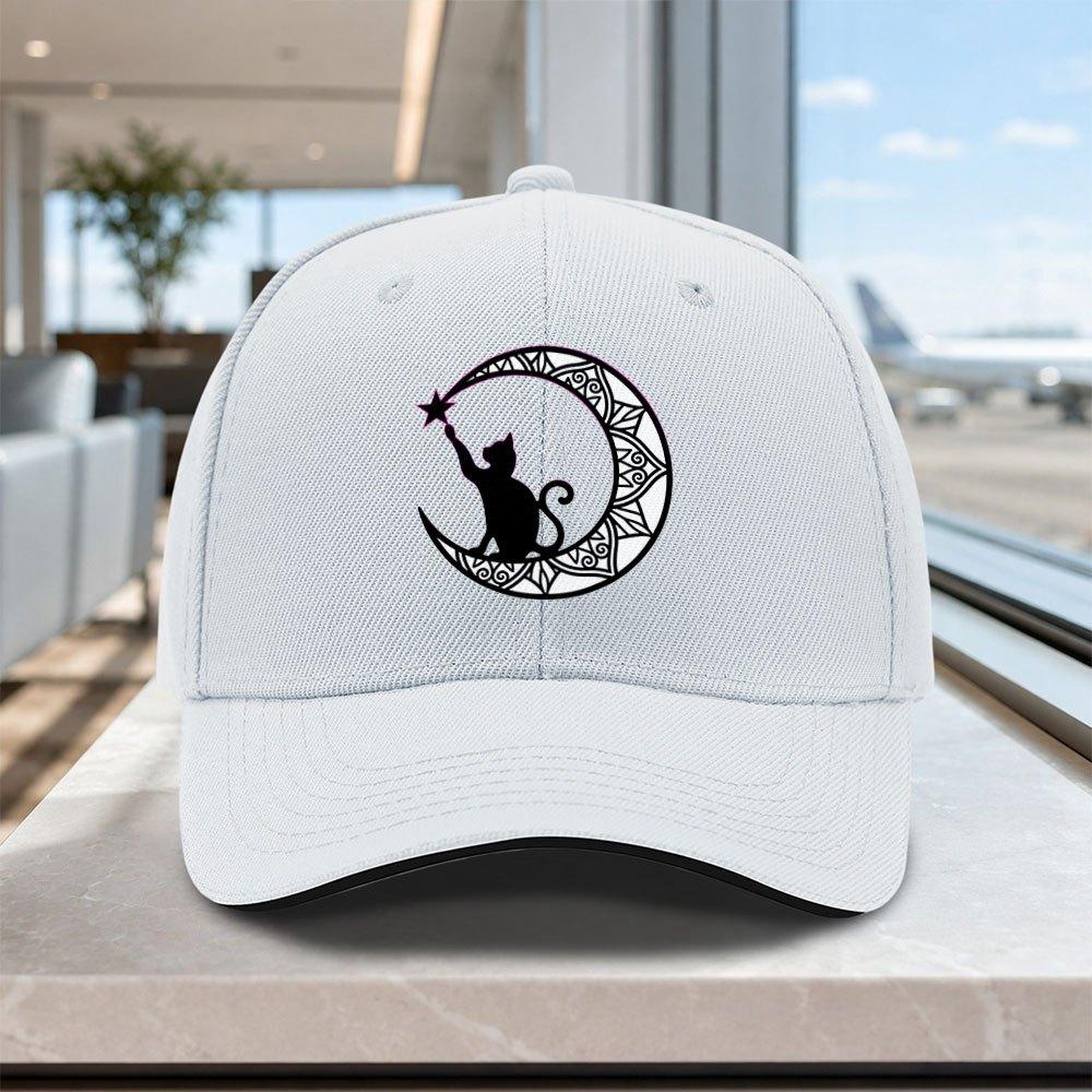 Unisexdala Moon Cat Adjustable Baseball Cap  Lightweight Unisex Printed Hat for Outdoor Weddings Parties