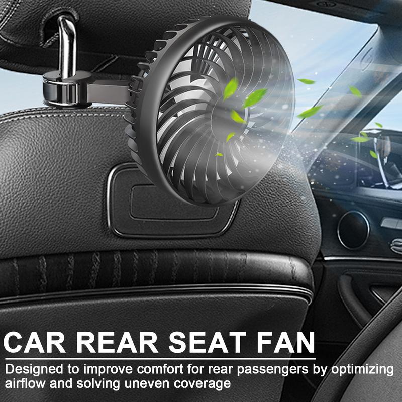 USB Car Cooling Fans For Backseat 3 Speeds Car Seat Headrest Fan For Kids Quiet Automotive Air Conditioning Cooler For Sedan