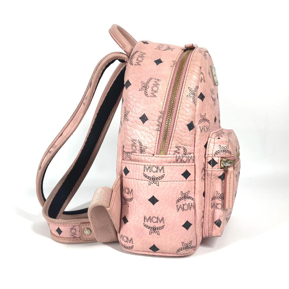 MCM Visetos Logo Backpack Bag Backpack Leather pink