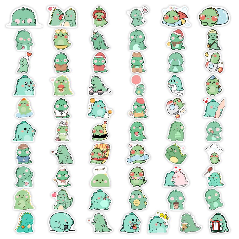 Funny Cartoon Green Dinosaur Stickers Diy Fun Toy Gift Waterproof Decal For Laptop Phone Scrapbook Luggage Bottles Decorative