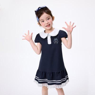 Girls' Embroidered Doll Collar A-Line Dress