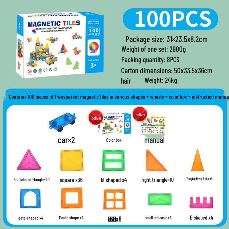 Colorful Stained Glass Magnetic Building Blocks for Children - Strong Magnetic Toy Pieces
