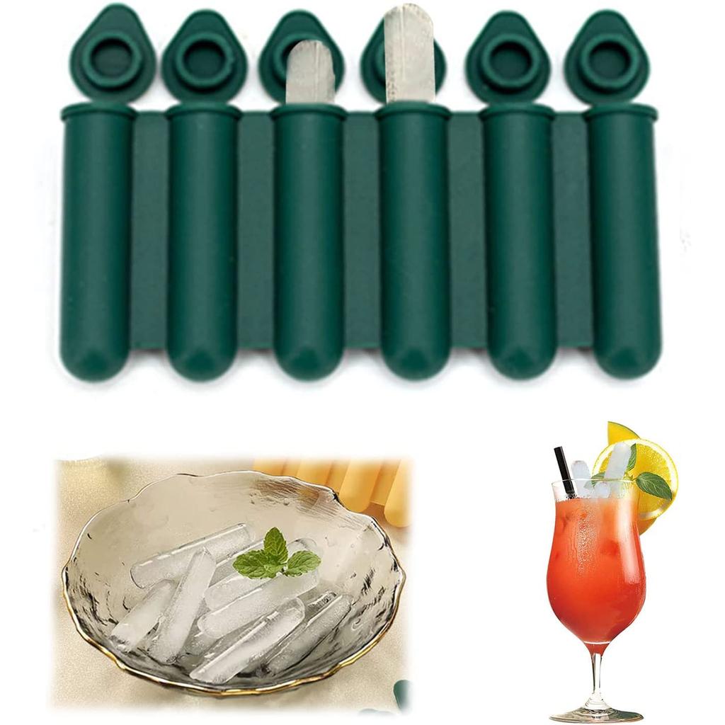 Bac à glaçons en silicone pour bouteille d'eau, 6 cavités, bâtonnets de glaçons longs à démoulage facile, adaptés aux boissons en bouteille