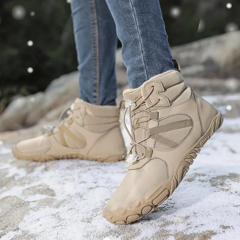 Winter Hiking Shoes Snow Boots Plush Cotton Shoes Outdoor Sneakers Men Women Ankle Boots Warm Winter Boots Mid-top