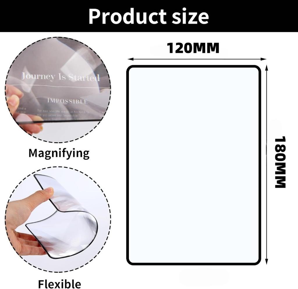 3X Magnifier Magnifying Pvc Plastic Sheet Easy Handhold Full Page Reading Aid Low Vision For Books Reading Newspaper 180*120Mm