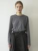 Raye Mary Round Neck Silk Cotton Long Sleeve T-Shirt Charcoal