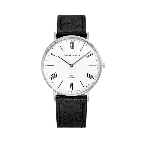 [CARVEN WATCH] CARVEN WATCH Men s Leather Watch CV645-WH/BK FREE