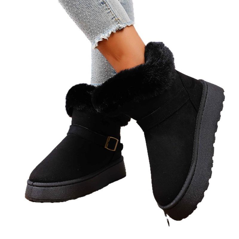 Bottes de Neige à Enfiler Large Largeur pour Femmes, Bottines d'Hiver Mi-Mollet à Plateforme, Vente en Gros Station Indépendante pour Femmes