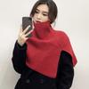 Warm Women Cape Pullover High Neck Scarf Elegant Knitted Shawl  Clothes Decoration Accessories