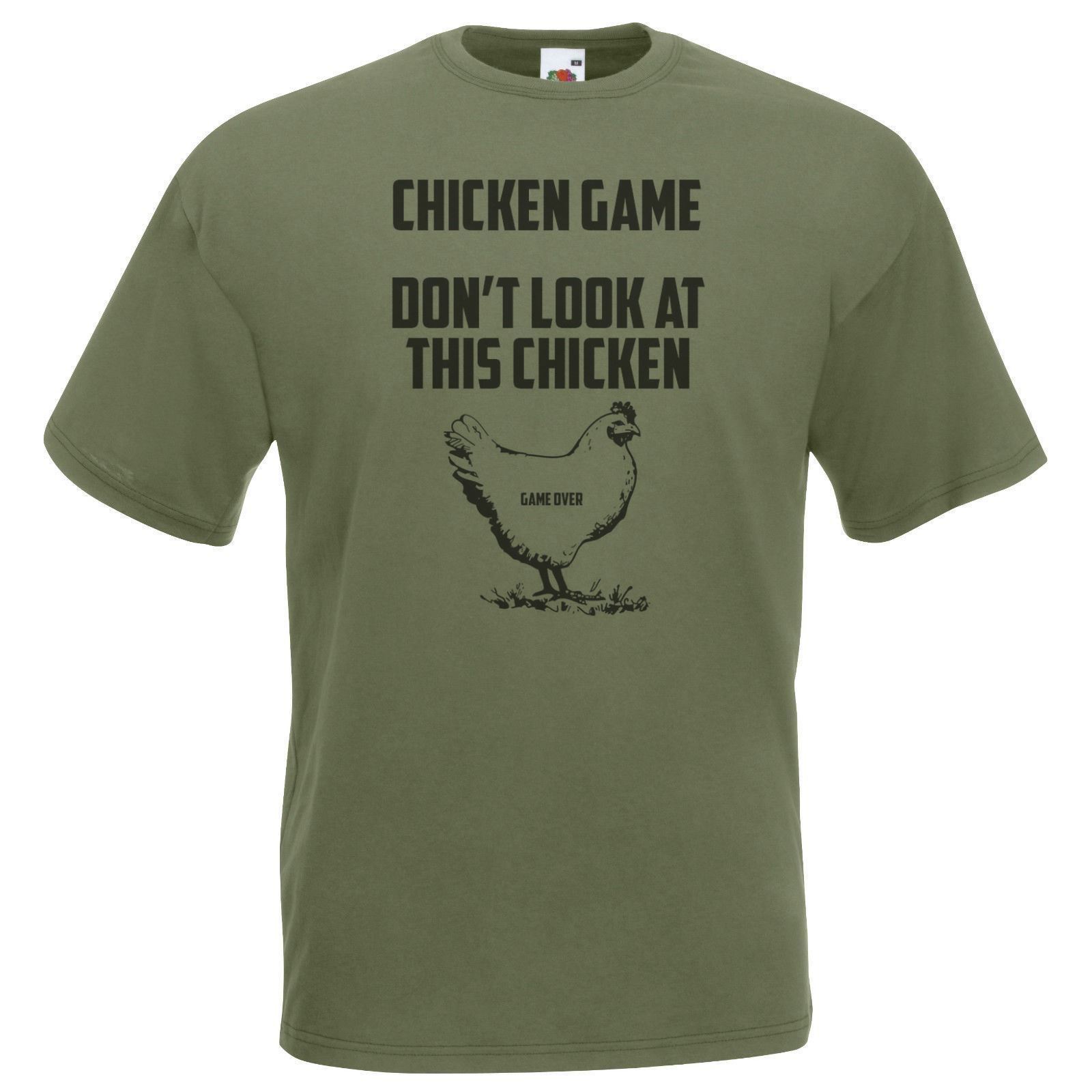 Adults Dont Look At This Chicken Game Over Funny Gamer Unisex Olive TShirt S