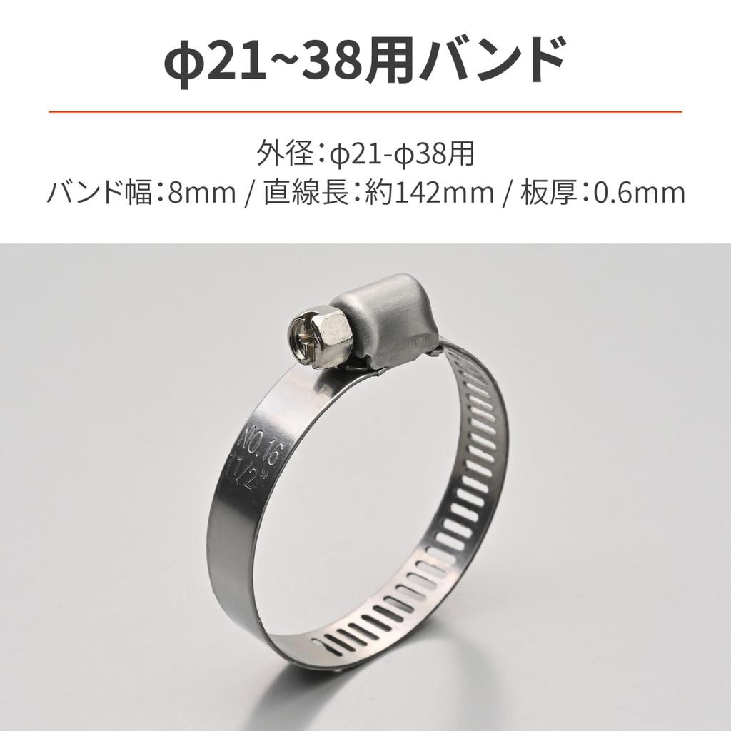 Daytona 37220 Motorcycle / Car Hose Band, Stainless Steel, For Outer Diameter 21-38, Pack of 10