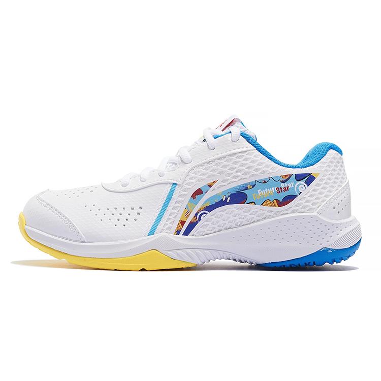 New LiNing Slip Resistant Shock Absorbers With Abrasion Resistant Properties Low Top Kids' Training Shoes White Blue AYTT014-6