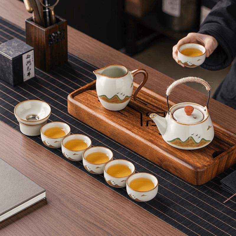 Ru Kiln Style Ceramic Home Tea Set Gift Box